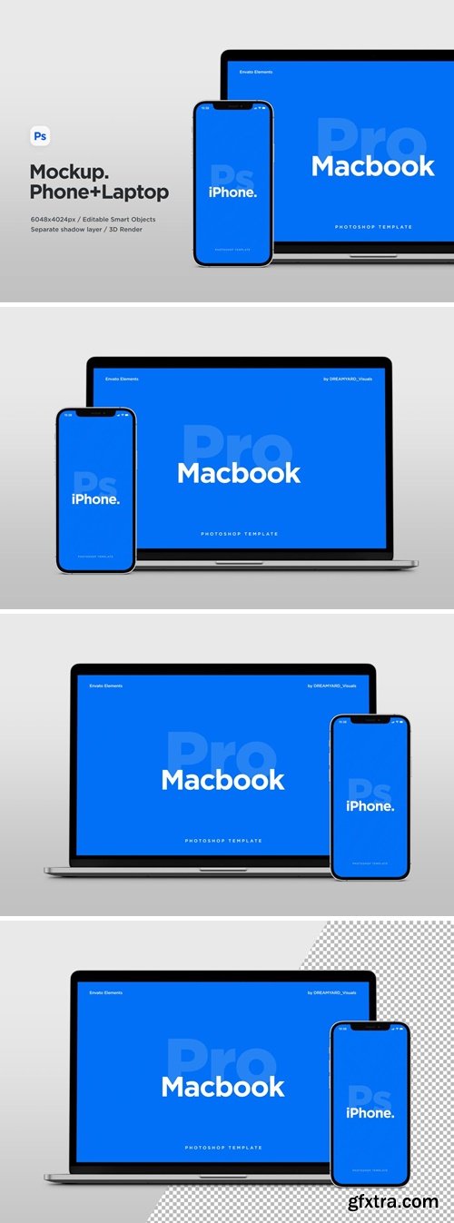 Laptop and Phone Front View Mockup 01