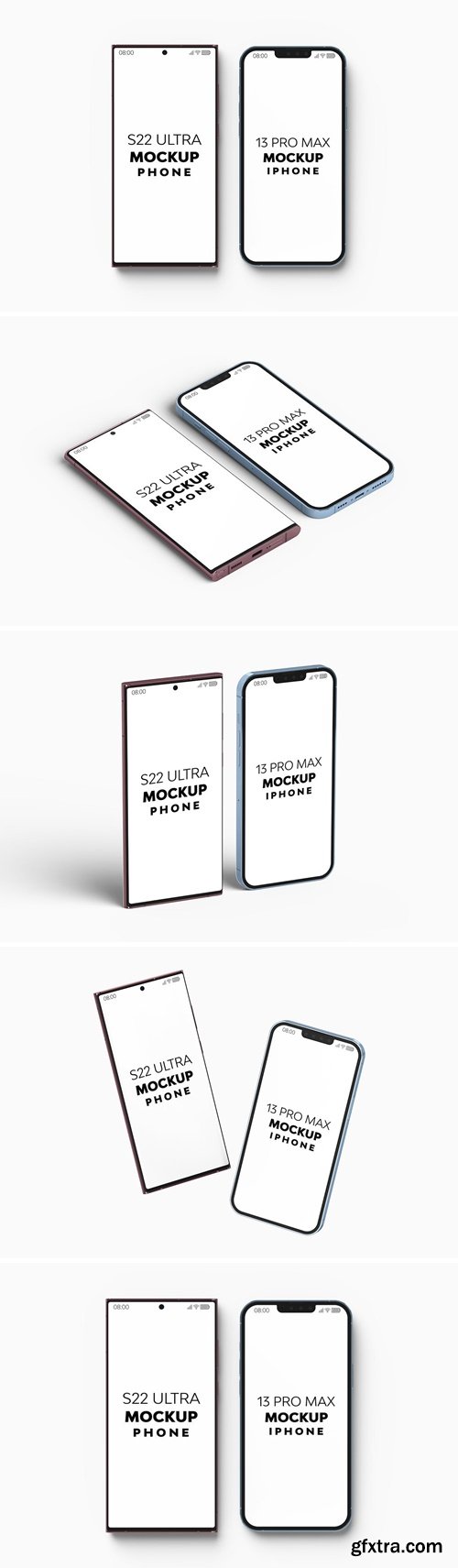 S22 Phone & iPhone 13 Mockup B7GF4SV