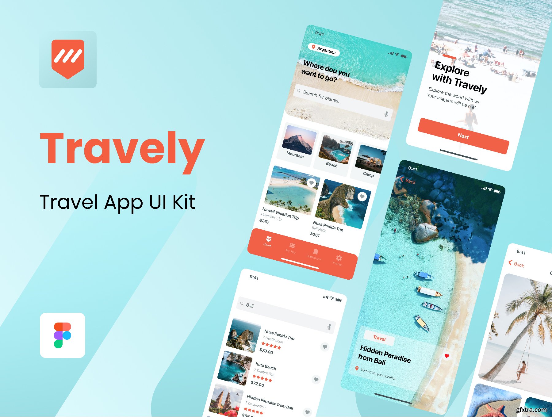 Travely Travel App UI Kit » GFxtra