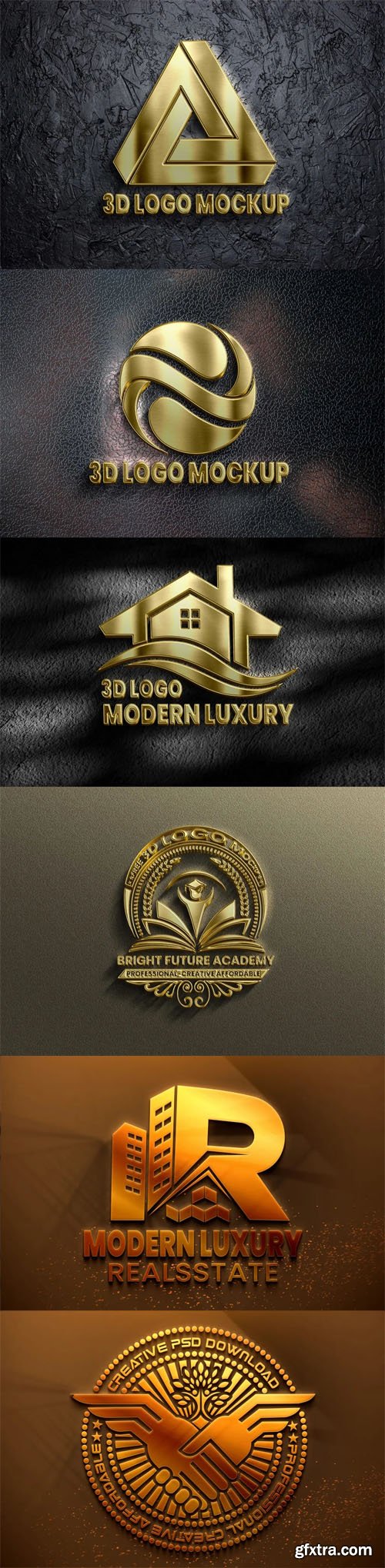 3D Realistic Logo PSD Mockups - 16 Logos