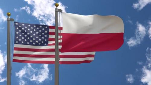 Videohive - Usa Flag Vs Poland Flag On Flagpole - 37752939 - 37752939