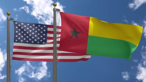 Videohive - Usa Flag Vs Guinea Bissau Flag On Flagpole - 37752966 - 37752966