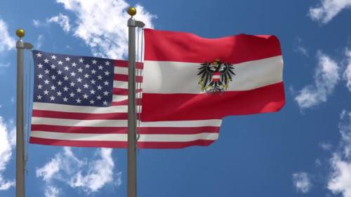 Videohive - Usa Flag Vs Austria (State) Flag On Flagpole - 37753070 - 37753070