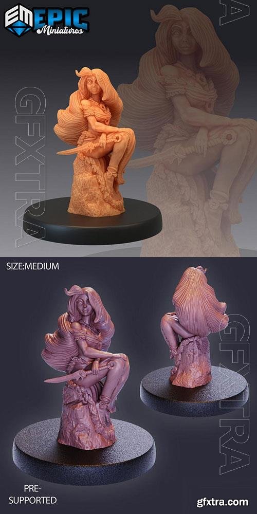 Print Model Wildling Princess Sitting in 3D