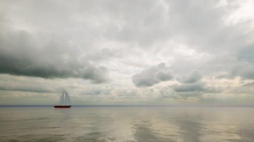 Videohive - Amazing Shot with Yacht at Sea Lifestyle Design Cloudy Sky Calm Ocean - 37831089 - 37831089