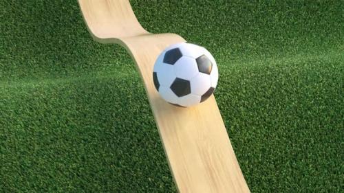 Videohive - Satisfying looped animation of a soccer ball rolling on wood and grass background. - 37848604 - 37848604