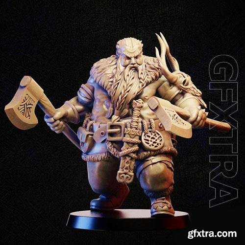  3D Print Model Barbarian dual axe