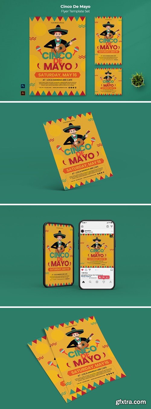 Cinco De Mayo Flyer Set Template