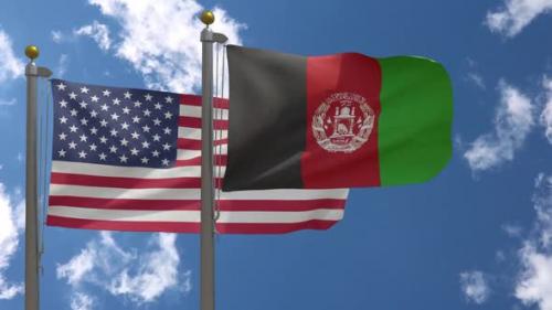 Videohive - Usa Flag Vs Afghanistan Flag On Flagpole - 37753072 - 37753072