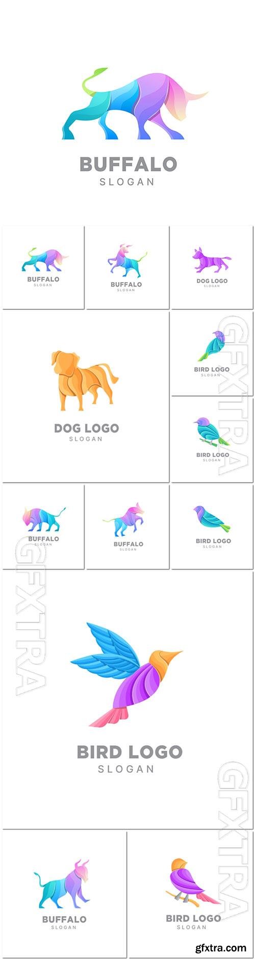 Exclusive logos with animals and birds premium vector