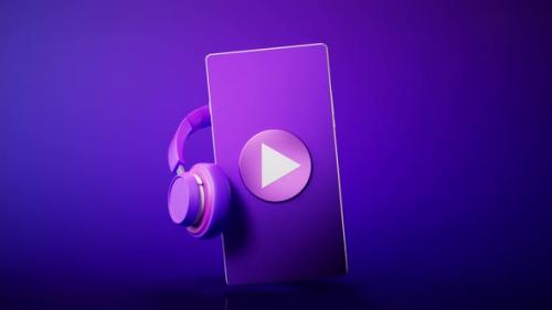Videohive - Loop animation of earphone and mobile phone - 37753665 - 37753665