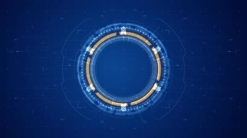 Videohive - Blue circle rotation with HUD UI technology interface and futuristic elements abstract background - 37797958 - 37797958