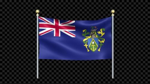Videohive - Pitcairn Islands Flag Waving In Double Pole Looped - 37799045 - 37799045