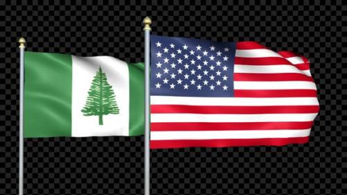Videohive - Norfolk Island And United States Two Countries Flags Waving - 37799223 - 37799223