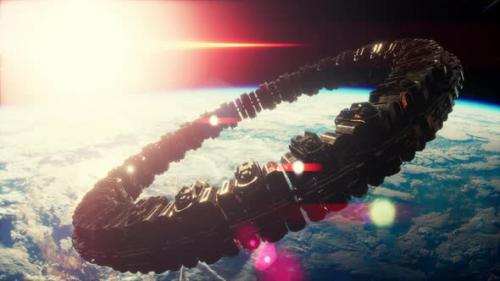Videohive - UFO Spaceship Hovering in the Sky Elements Furnished By NASA - 37805209 - 37805209