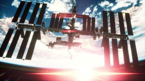 Videohive - View of the Earth and International Space Station is Orbiting the Earth - 37805246 - 37805246