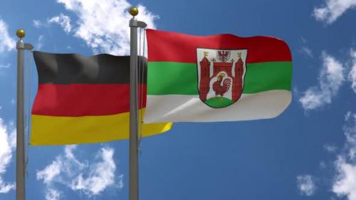 Videohive - Germany Flag Vs Frankfurt An Der Oder City Flag on Flagpole - 37805514 - 37805514