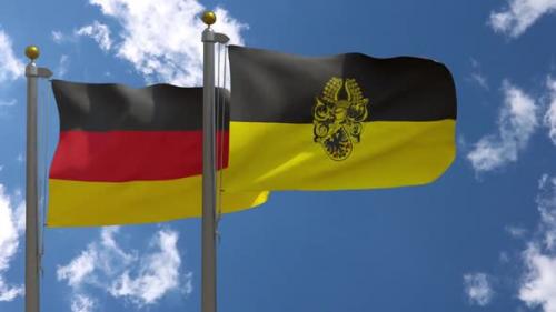 Videohive - Germany Flag Vs Nordhausen City Flag on Flagpole - 37805516 - 37805516