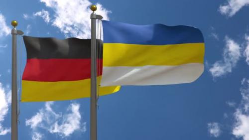 Videohive - Germany Flag Vs Jena City Flag on Flagpole - 37805517 - 37805517