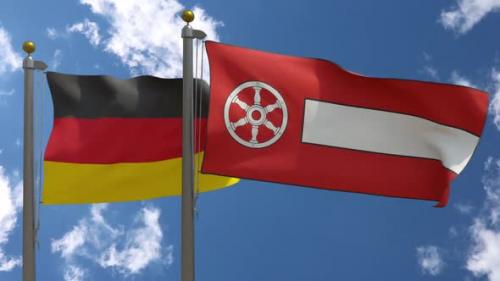 Videohive - Germany Flag Vs Erfurt City Flag on Flagpole - 37805518 - 37805518