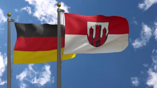 Videohive - Germany Flag Vs Dinslaken City Flag on Flagpole - 37805523 - 37805523