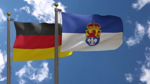 Videohive - Germany Flag Vs Darmstadt City Flag on Flagpole - 37805526 - 37805526