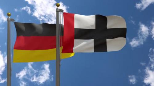 Videohive - Germany Flag Vs Konstanz City Flag on Flagpole - 37805528 - 37805528