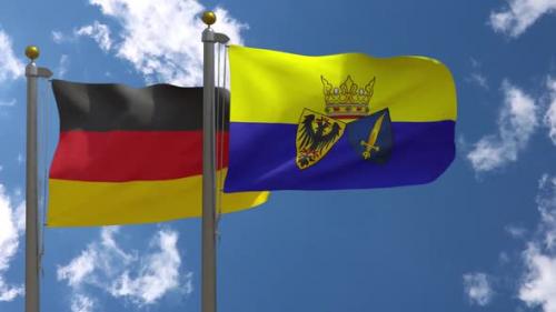 Videohive - Germany Flag Vs Essen City Flag on Flagpole - 37805539 - 37805539