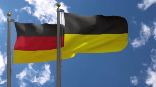 Videohive - Germany Flag Vs Baden-Württemberg Flag on Flagpole - 37805661 - 37805661