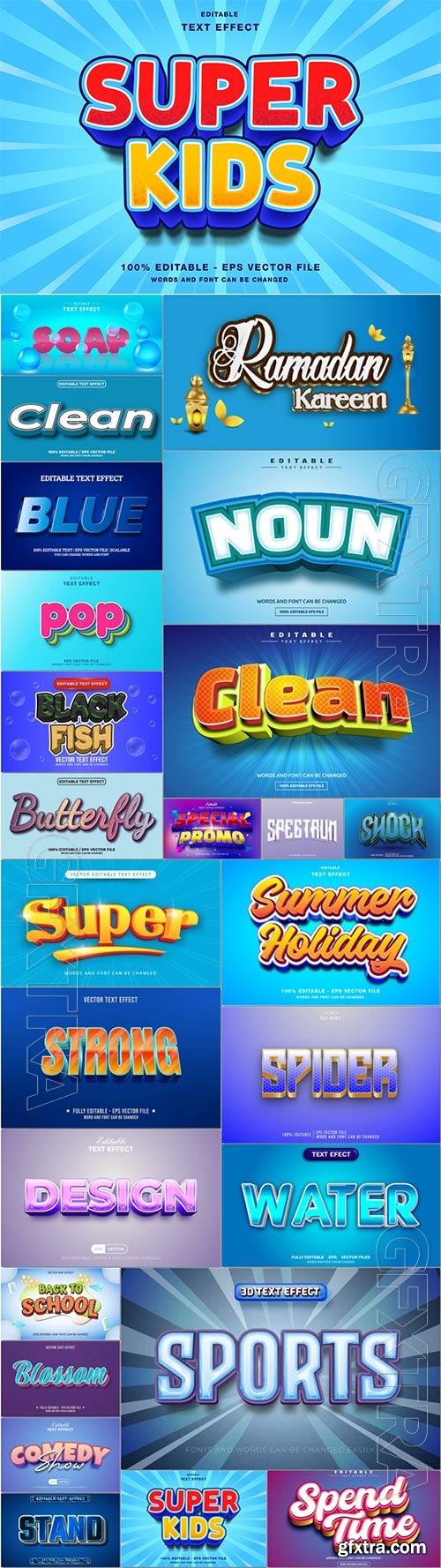 3d editable text style effect vector vol 1045