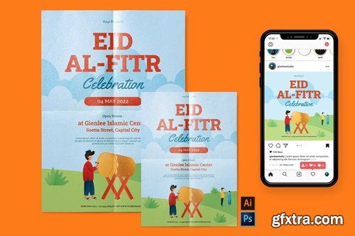 Eid Al-Fitr - Flyer, Poster, Instagram Post RB 7WDFH8D