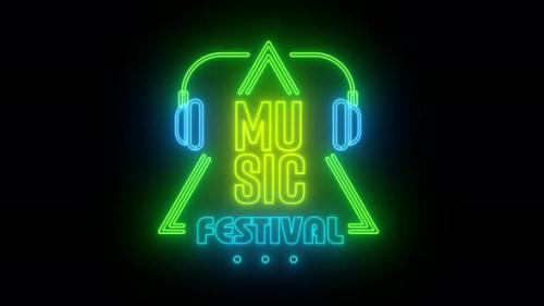 Videohive - Neon Sign Type Music Festival Background - 37904578 - 37904578