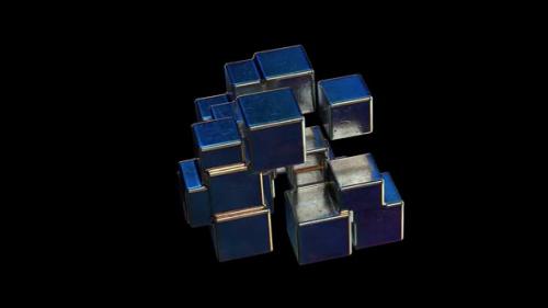 Videohive - Abstract Steel Cube Cubic Shape Animation Loop - 37914592 - 37914592