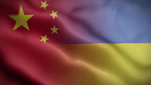 Videohive - Ukraine China Flag Loop Background 4K - 37917679 - 37917679