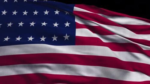 Videohive - United States flag waving in the wind with highly detailed fabric texture. Seamless loop - 37927488 - 37927488