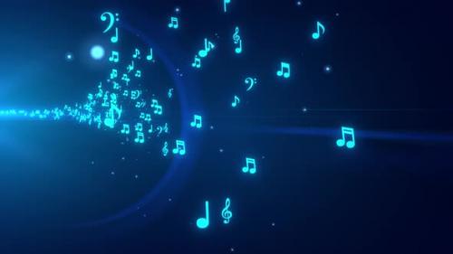 Videohive - Music Notes Flying Blue - 37862774 - 37862774