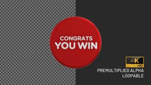 Videohive - Givaway Congrats You Win Rotating Looping Badge with Alpha Channel - 37892403 - 37892403