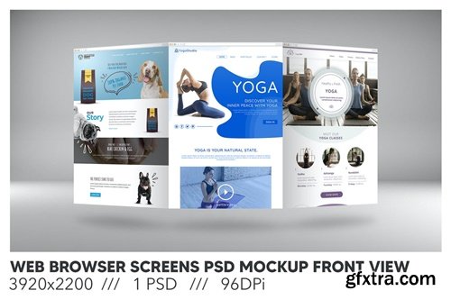 Web Browser Screens PSD Mockup Front View