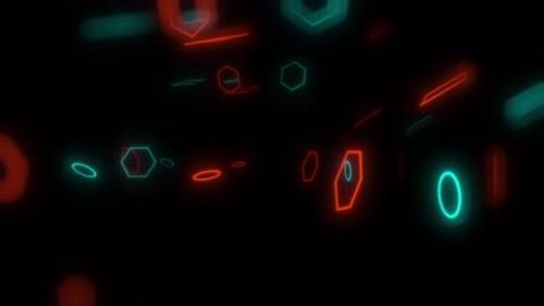 Videohive - Geometric Shapes Flying Towards Viewer Switching On And Off Seamless Video Loop - 37932496 - 37932496