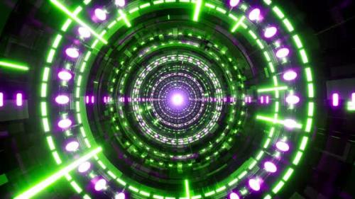 Videohive - Glowing Purple Lamp in Green Cyber Tunnel - 37934009 - 37934009