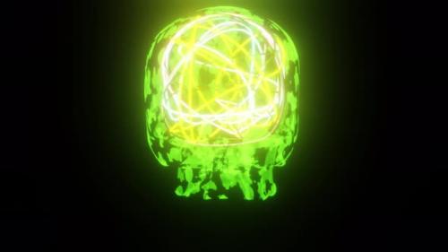 Videohive - Green Skull Bright Mind Vj Loop Background 4K - 37937322 - 37937322