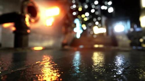 Videohive - Neon Bokeh Lights at Rainy Night - 37937779 - 37937779