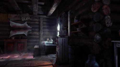 Videohive - Fragment of the Interior of an Old Peasant Log Cabin - 37937784 - 37937784