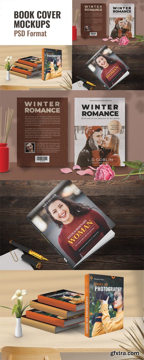 3 Book Covers PSD Mockups Templates