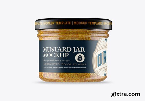 Glass jar with mustard mockup