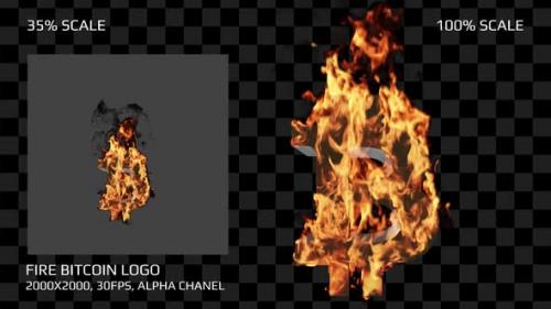 Videohive - Fire Bitcoin Logo - 2000x2000, Alpha - 38009268 - 38009268