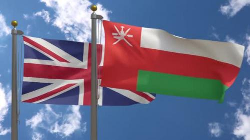 Videohive - United Kingdom Flag Vs Oman Flag On Flagpole - 37966843 - 37966843