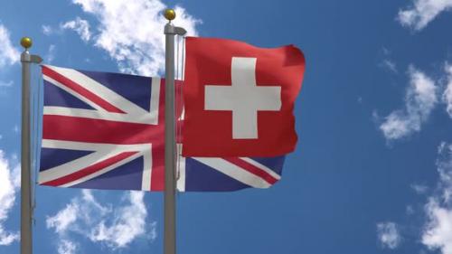 Videohive - United Kingdom Flag Vs Switzerland Flag On Flagpole - 37966844 - 37966844