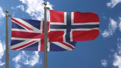 Videohive - United Kingdom Flag Vs Norway Flag On Flagpole - 37966848 - 37966848