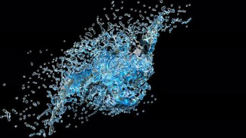 Videohive - Blue Water Splash on Black Crystal Clear Liquid Super Slow Motion 1000 Fps - 37967981 - 37967981